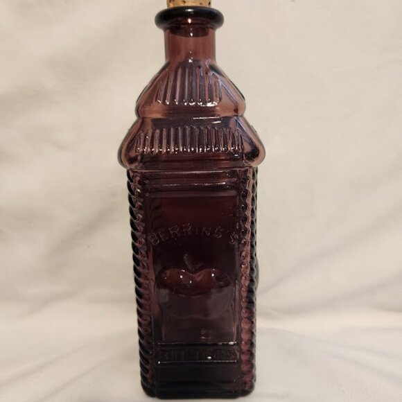 Vintage 60's Berring's Apple Bitters Square deep Amethyst Glass Bottle PA USA - Picture 1 of 10